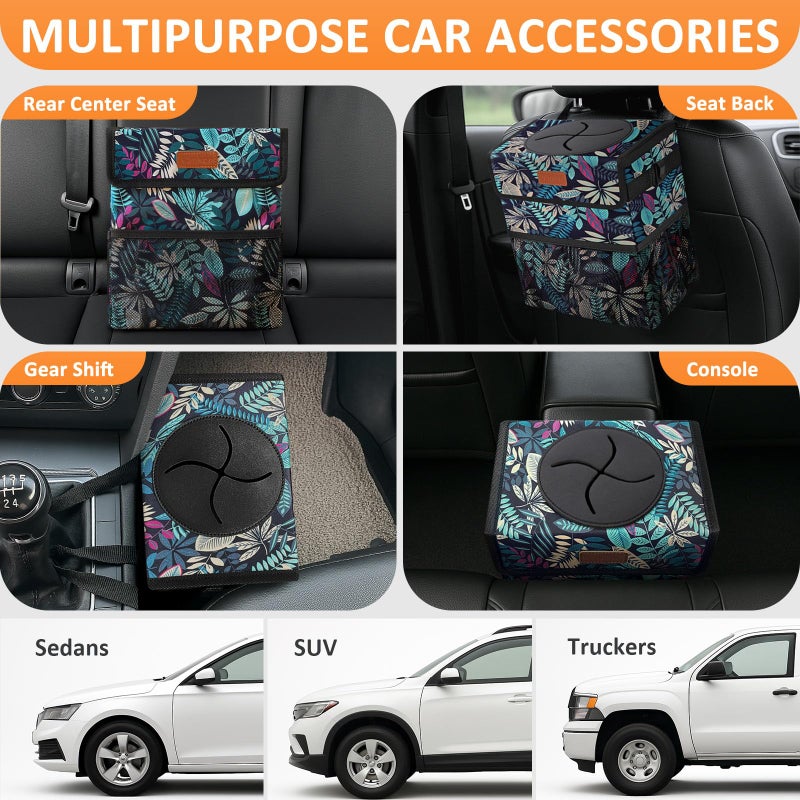 Vankor Car Trash Can for Car Cute, Bag Bin Hanging Waterproof Automotive Garbage Cans Leak Proof Vehicle Trash Can Colorful Leaves - Image 5