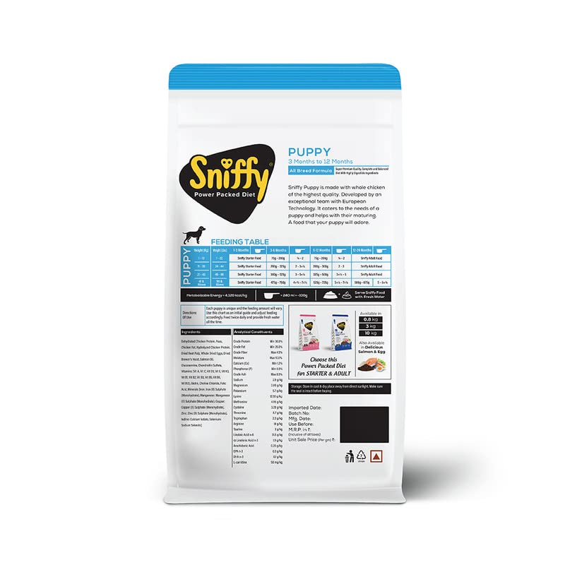 Sniffy Puppy Dry Dog Food - 3kg | Real Chicken & Egg, Power Packed High Protein Diet for All Breeds | Gluten Free Food for Dogs - Image 2