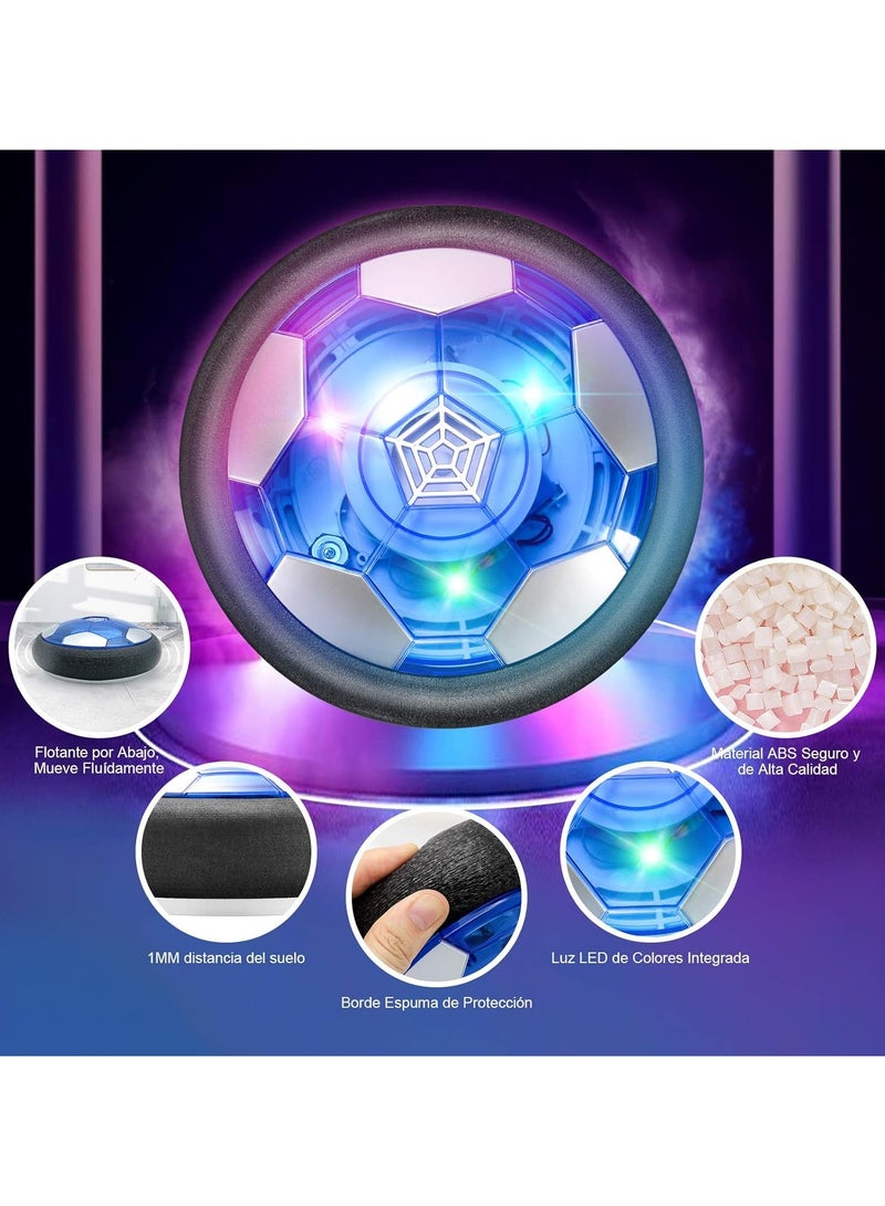 كرة القدم العائمة مع أضواء LED كرة هوائية مع حواف فوم للداخل والخارج هدية للأولاد والبنات لعبة كرة القدم الهوائية للأطفال في الداخل والخارج - Image 2