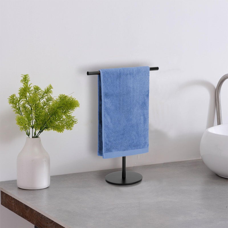 Songtec Hand Towel Holder Stand for Bathroom Fingertip Towel Rack RustProof Accessories Jewelry Stand  Black