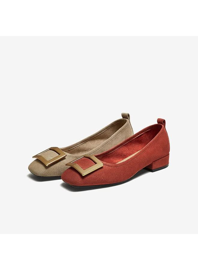 Basto 25 Autumn Simple Fashion Metal Buckle Chunky Heel Square Toe Women's Shoes B0016aq6 Red 36 - Image 5