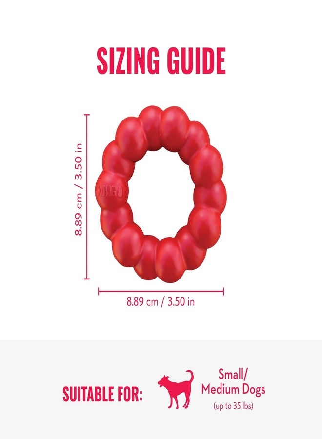 كونج حلقة كونغ - لعبة حلقة من المطاط الطبيعي لعادات مضغ صحية - لعبة مضغ تدعم صحة أسنان الكلب - لعبة كلب تدعم الغرائز أثناء وقت اللعب - للكلاب الصغيرة/المتوسطة الحجم - Image 4