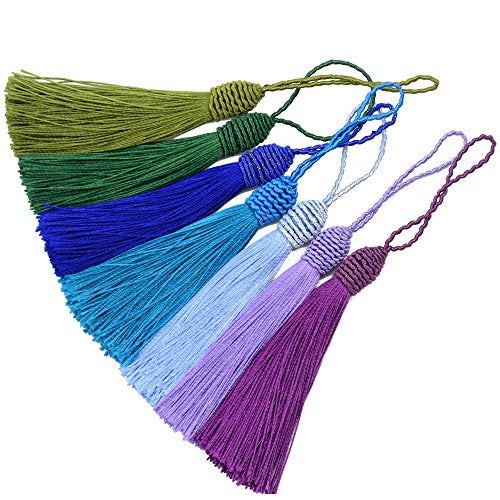 Makhry 20pcs 15.5cm/6 Inch Tassel Silky Floss Bookmark Tassels with 2Inch Cord Loop Mixed Color Tassels for Crafts Bookmarks Jewelry Making Souvenir DIY Craft Accessory - Image 5