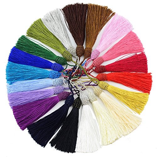 Makhry 20pcs 15.5cm/6 Inch Tassel Silky Floss Bookmark Tassels with 2Inch Cord Loop Mixed Color Tassels for Crafts Bookmarks Jewelry Making Souvenir DIY Craft Accessory - Image 1