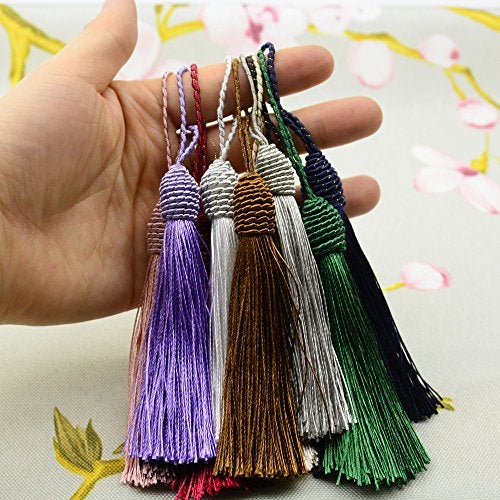 Makhry 20pcs 15.5cm/6 Inch Tassel Silky Floss Bookmark Tassels with 2Inch Cord Loop Mixed Color Tassels for Crafts Bookmarks Jewelry Making Souvenir DIY Craft Accessory - Image 2