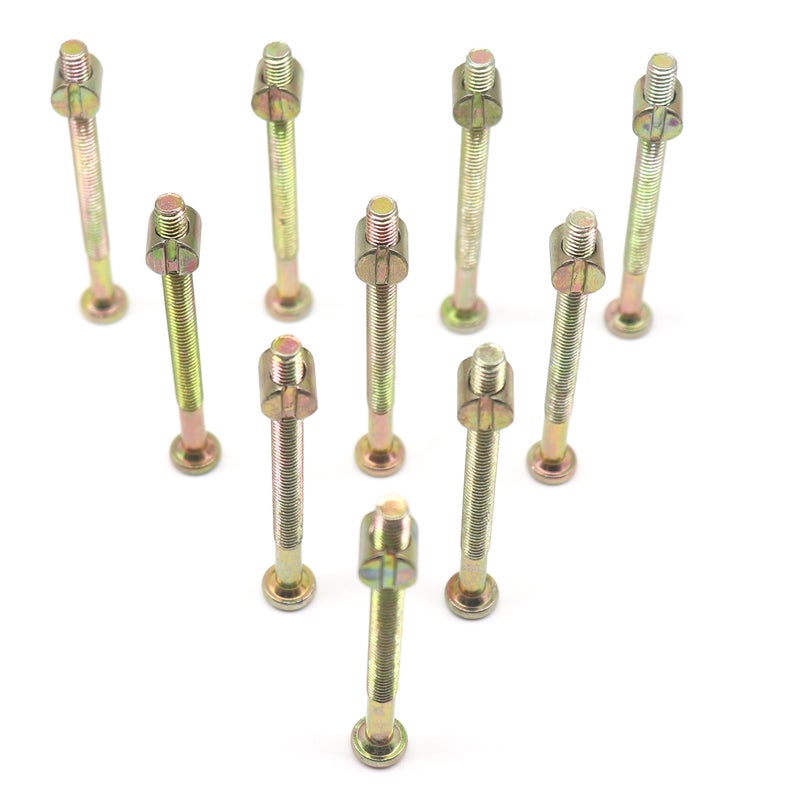 binifiMux 10Pack M6 x 75mm Furniture Crib Baby Bed Bolt Barrel Nut Allen Head Hex Drive Socket Cap Bolts Zinc Plated