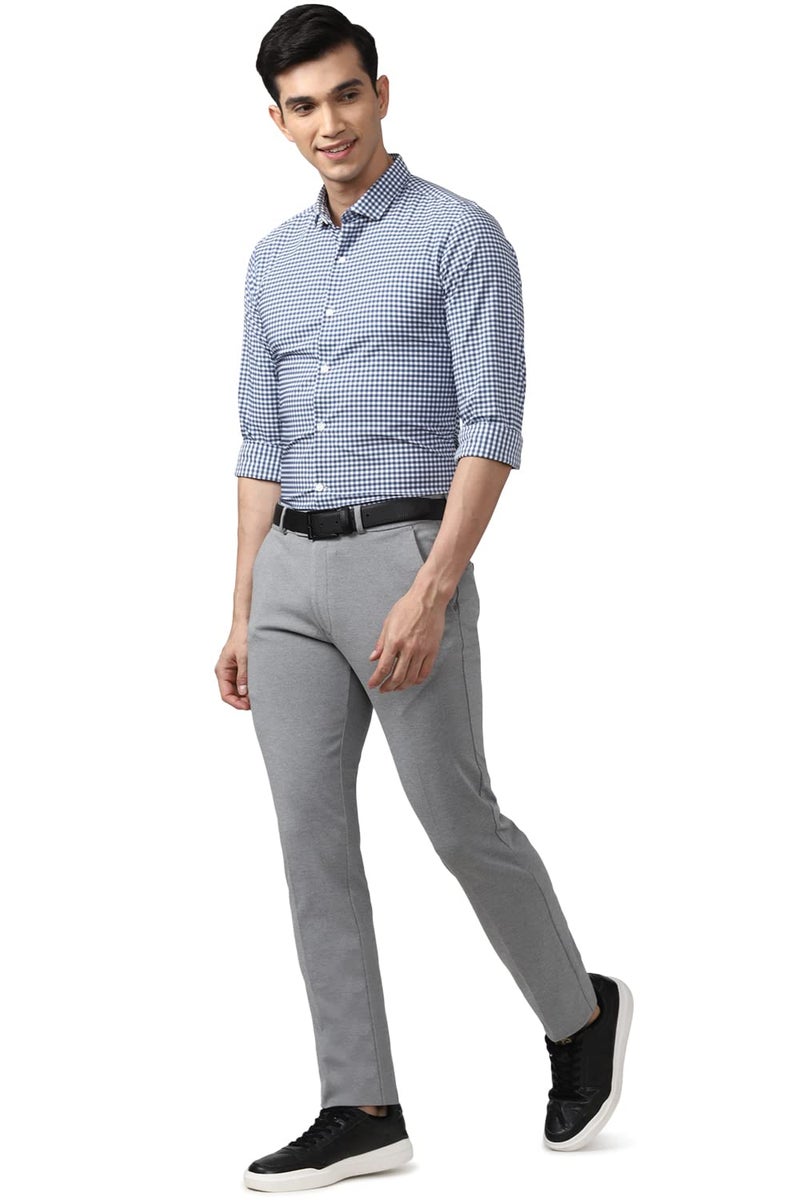 Peter England Men's Mid Rise Formal Stretchable Knit Super Slim Fit Trouser | Comfort Lycra | 360-Degree Stretch Grey - Image 5