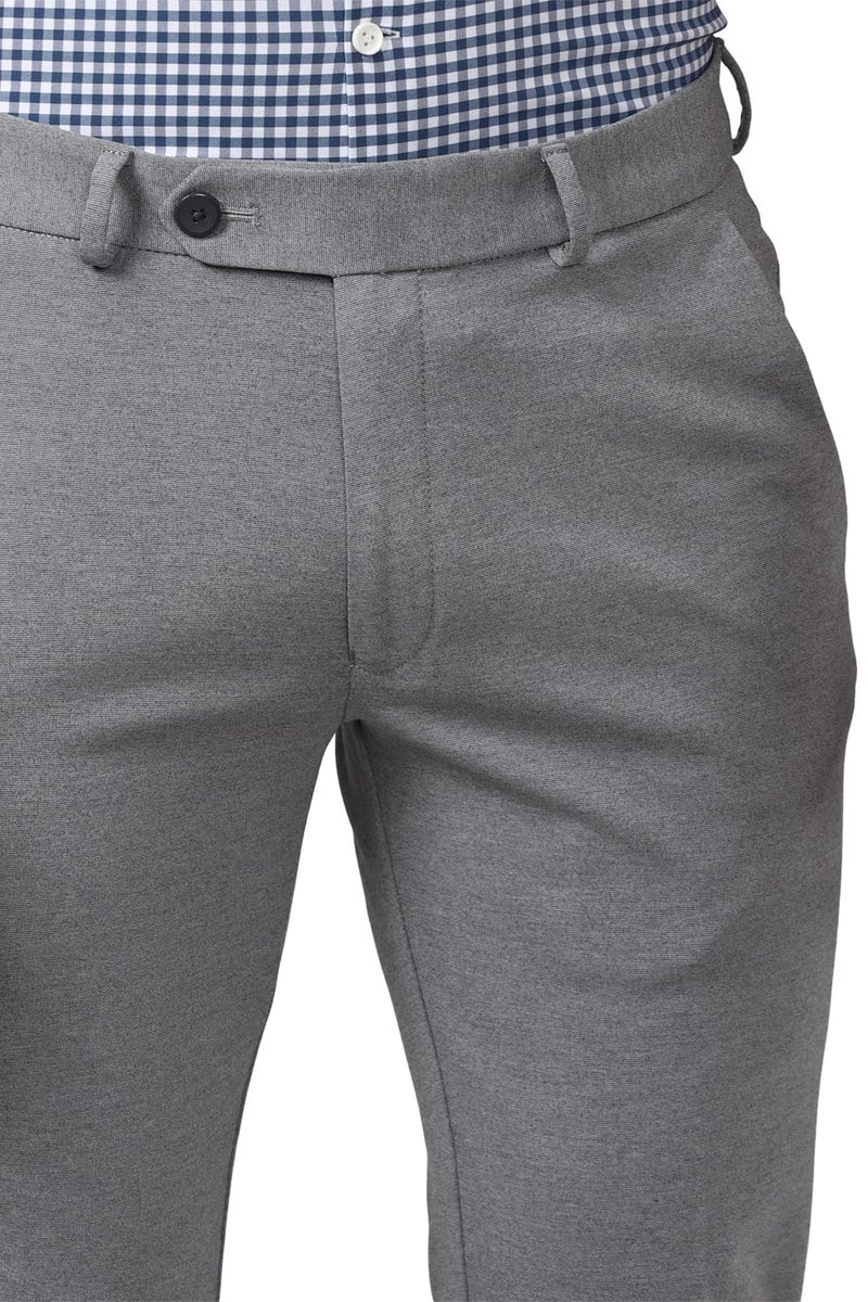 Peter England Men's Mid Rise Formal Stretchable Knit Super Slim Fit Trouser | Comfort Lycra | 360-Degree Stretch Grey - Image 4