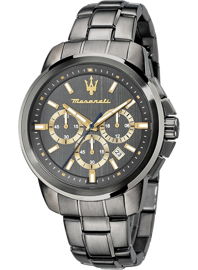 مازيراتي ساعة رجالية R8873621007 Successo بشاشة تناظرية كوارتز رمادية كرونوغراف سوداء حركة كوارتز - Image 1