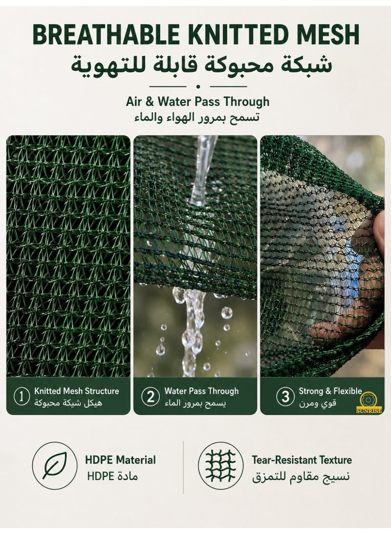 SUNRISE Dark Green Shade Net Roll 3m x 50m,Garden Plant Cover, Greenhouse Nursery Shade Cloth - Image 5