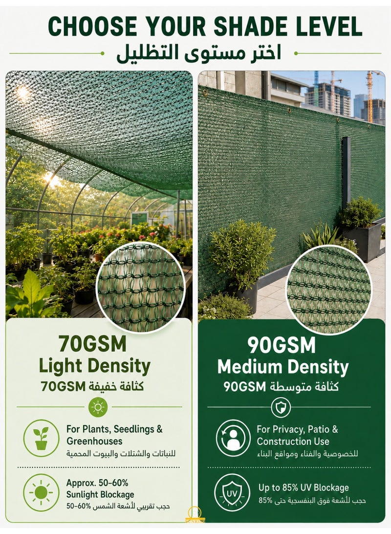 SUNRISE Dark Green Shade Net Roll 3m x 50m,Garden Plant Cover, Greenhouse Nursery Shade Cloth - Image 3