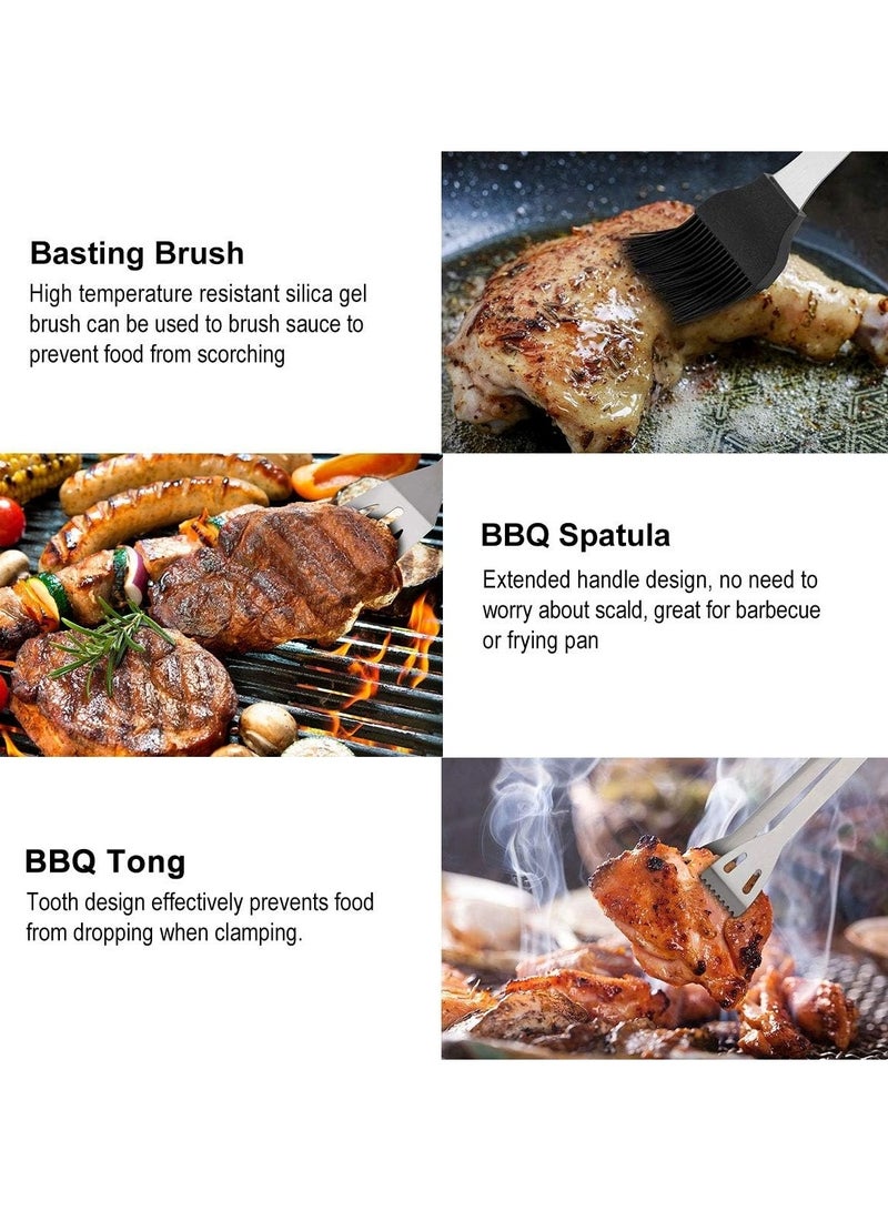 Huitich 29-Piece Stainless Steel BBQ Accessories Set with Storage Bag Black - Image 3
