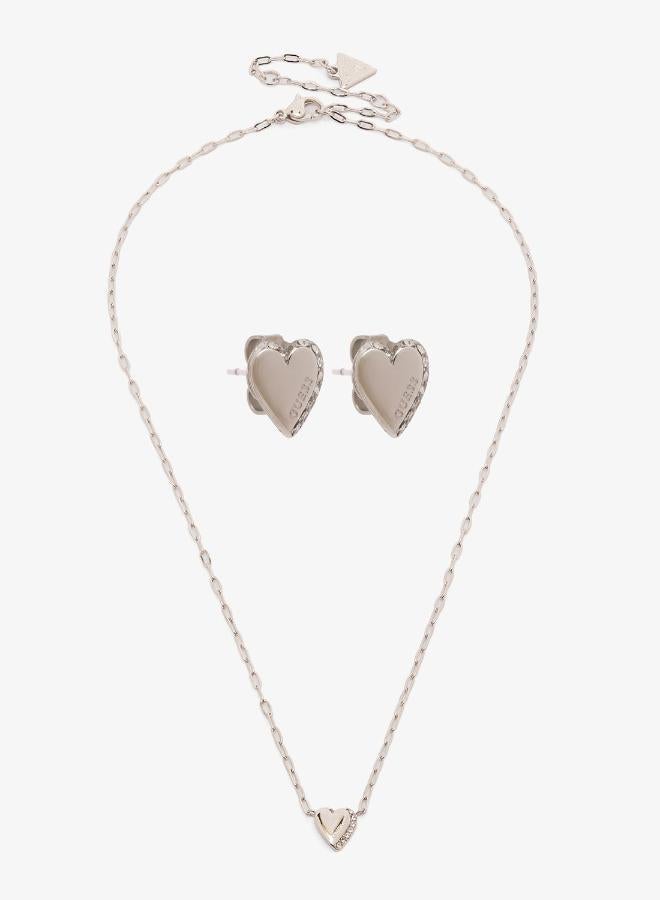 GUESS Heart Necklace And  Studs - Image 1
