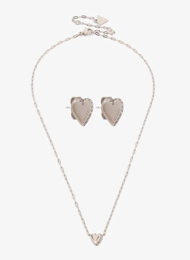 Heart Necklace And  Studs