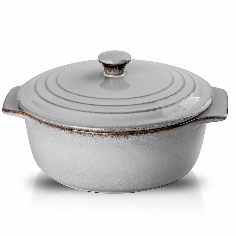 KOOV Ceramic Casserole Dish with Lid  2 Quart Round Baking Dish Oven Safe Reactive Glaze