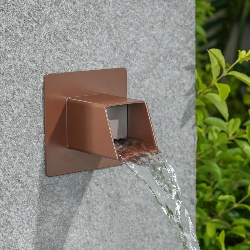 Aquadock 2 Inch 316 Stainless Steel Square Water Fountain Spout with Integrated Spray Baffle Waterfall Spillway Scupper for Outdoor Decors Pools Ponds Water Walls Brown - Image 2