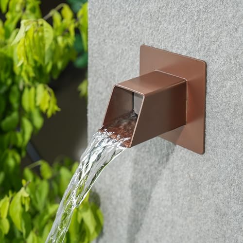 Aquadock 2 Inch 316 Stainless Steel Square Water Fountain Spout with Integrated Spray Baffle Waterfall Spillway Scupper for Outdoor Decors Pools Ponds Water Walls Brown - Image 3