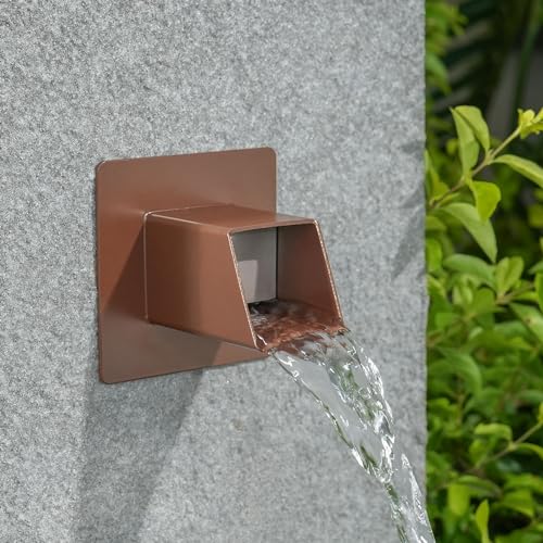 Aquadock 2 Inch 316 Stainless Steel Square Water Fountain Spout with Integrated Spray Baffle Waterfall Spillway Scupper for Outdoor Decors Pools Ponds Water Walls Brown - Image 1