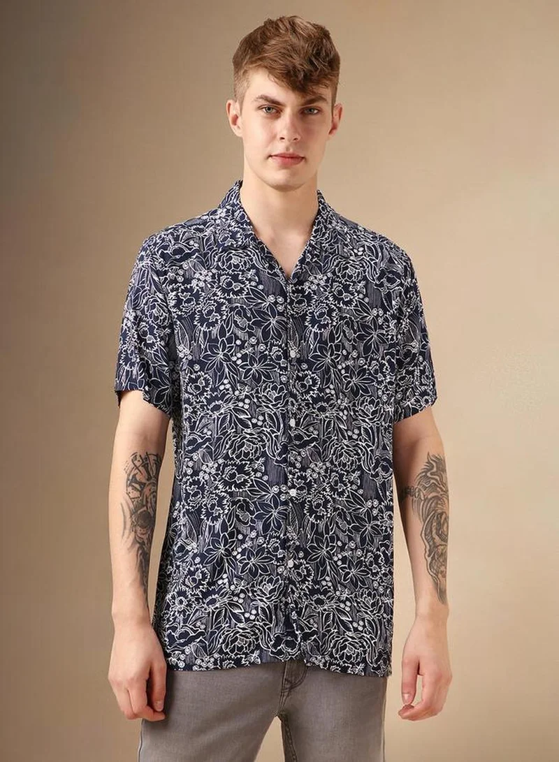 Dennis Lingo Men's Multicoloured Rayon Printed Button Down Relaxed Fit Shirt