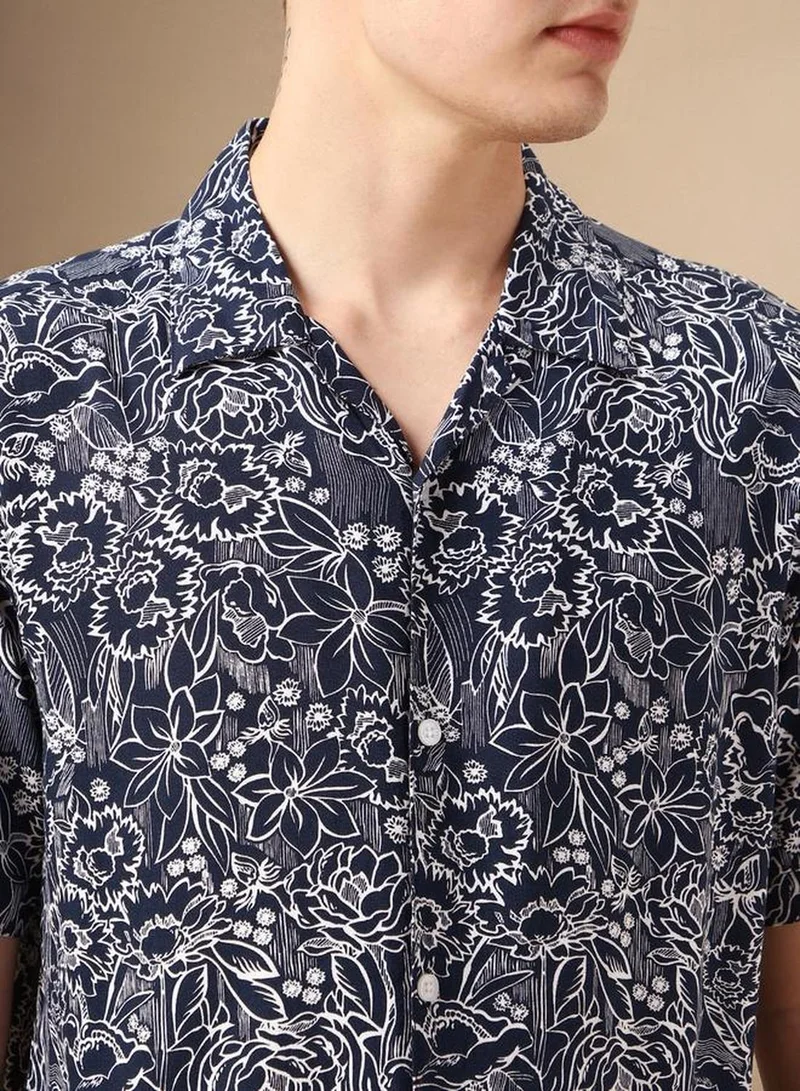 Dennis Lingo Men's Multicoloured Rayon Printed Button Down Relaxed Fit Shirt