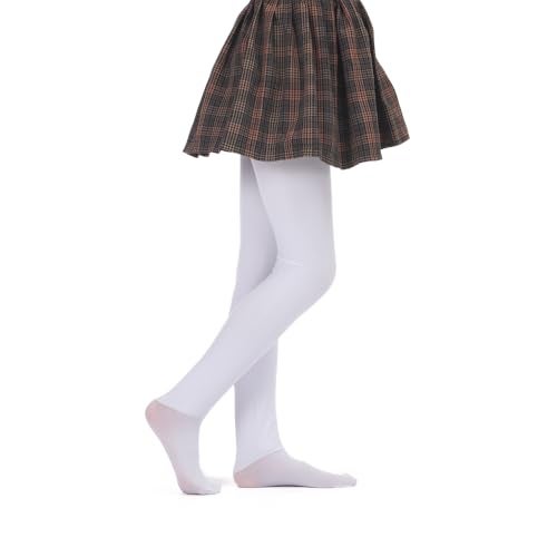 EVERSWE Girls Winter Warm Fleece Lined Tights Thick Dance Tights (6-8, White) - Image 3