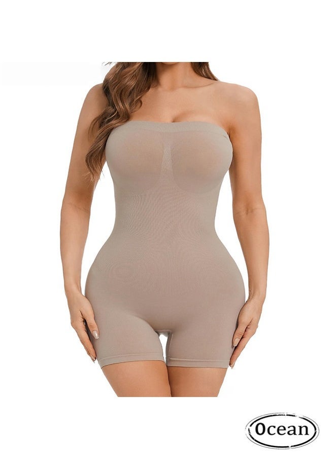 Ocean Women's Shapewear Bodysuits Tummy Control Lifter Body Shaper Strapless Seamless Mid Thigh Jumpsuit Tops (Complexion) - Image 1