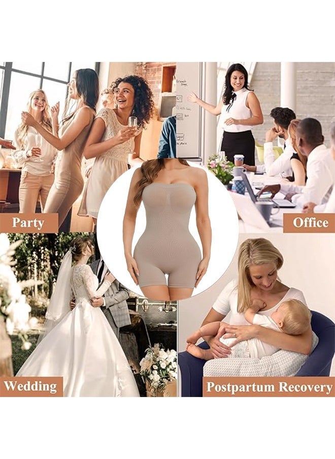 Ocean Women's Shapewear Bodysuits Tummy Control Lifter Body Shaper Strapless Seamless Mid Thigh Jumpsuit Tops (Complexion) - Image 4