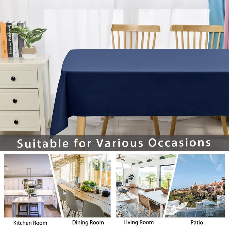 DWCN Dark Blue Tablecloth Outdoor Weatherproof 140 x 220 cm Stain Protection Washable Water-Repellent Table Linen Wipe Clean Waterproof Tablecloth for Dining Room, Garden, Party, Weddings or Household - Image 4