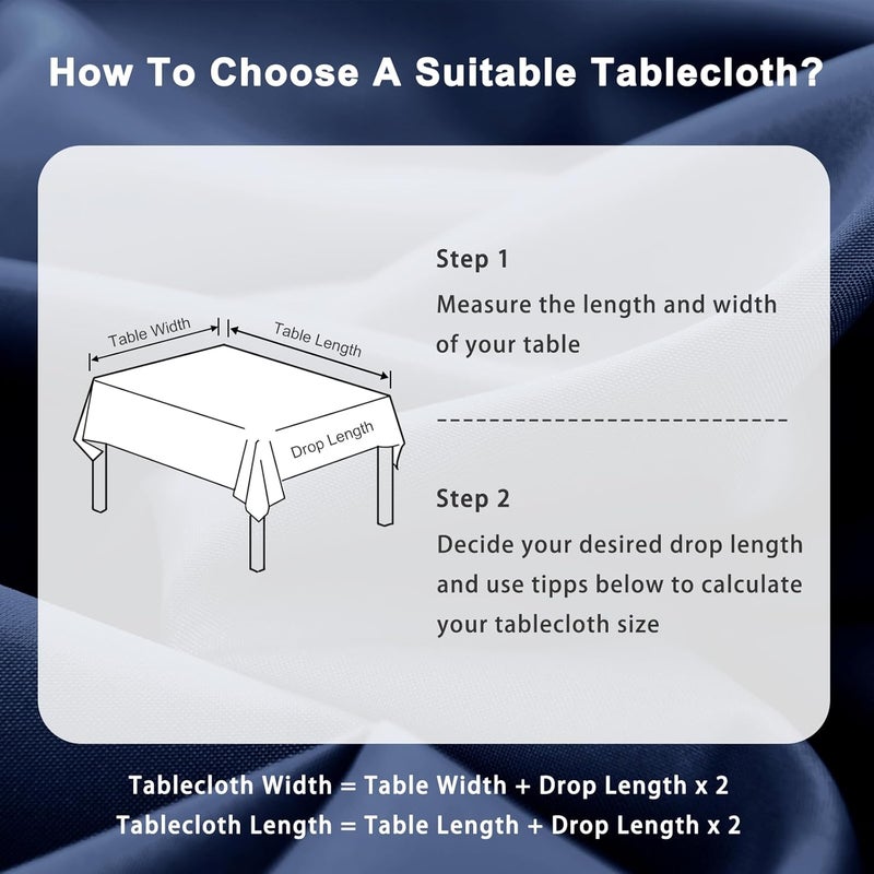 DWCN Dark Blue Tablecloth Outdoor Weatherproof 140 x 220 cm Stain Protection Washable Water-Repellent Table Linen Wipe Clean Waterproof Tablecloth for Dining Room, Garden, Party, Weddings or Household - Image 3