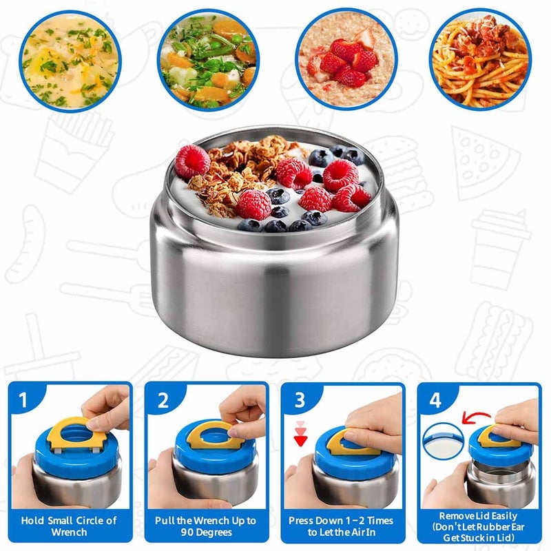 MAISON HUIS 8oz Soup Thermo Wide Mouth Vacuum Insulated Stainless Steel Food Jar, Leak Proof for Hot&Cold Food Kids Lunch Container for School Travel (Blue) - Image 4