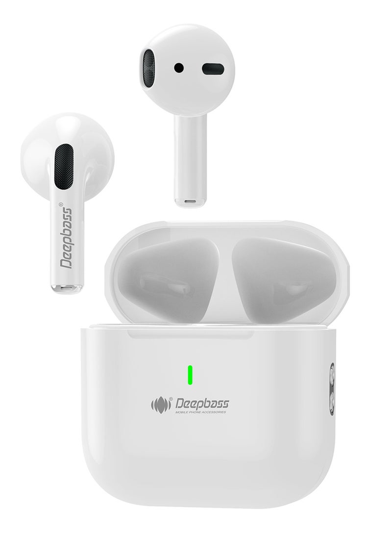 Deepbass TWS-X5 برو: سماعات أذن لاسلكية حقيقية X-TRA BASS™ | تصميم نصف داخل الأذن | صوت ديناميكي برو - أبيض - Image 1