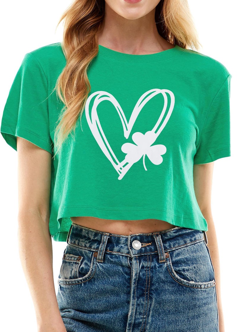 LUBERLIN Womens St Patricks Day Outfits Shirt Crop Tops Short Sleeve Saint Patricks Day Casual Loose Fitting Shirts(Green M) - Image 1