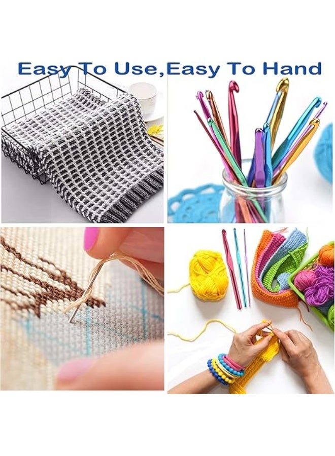 مجموعة خطافات الكروشيه 10 إبر من الألومنيوم + 12 إبرة من الفولاذ المقاوم للصدأ 14 دبوسًا للأربعة 5 إبر غير قابلة للضغط ملحقات خطاف بفتحة كبيرة للمبتدئين والمحترفين 48 قطعة - Image 4