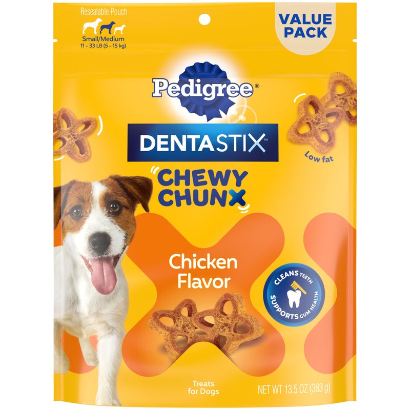 Pedigree Dentastix Chewy Chunx Small & Medium Dog Treats Chicken Flavor, 13.5 oz. Bag - Image 1