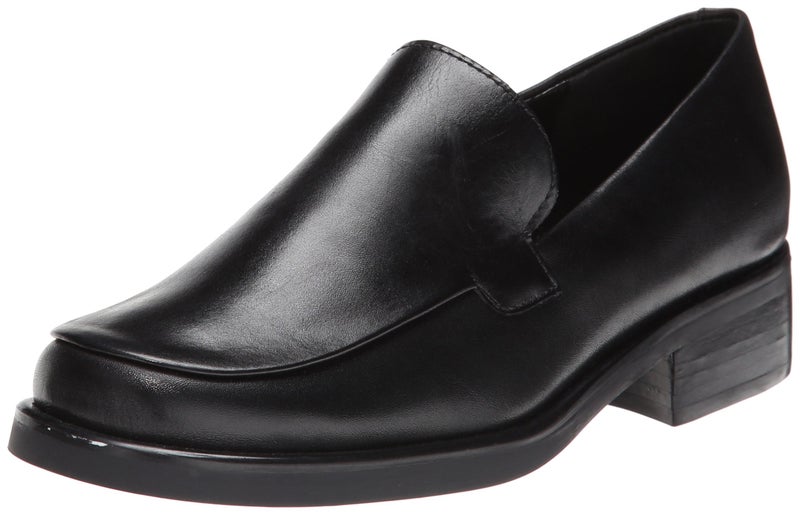 Franco Sarto Womens Bocca Slip On Loafer Black Leather 7