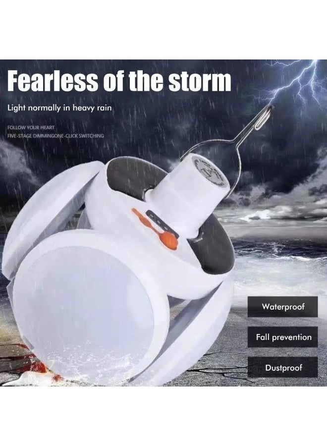 Portable USB Rechargeable LED Solar Football Lamp – Foldable Outdoor Hanging Lantern for Camping & Emergency Charging - Image 3