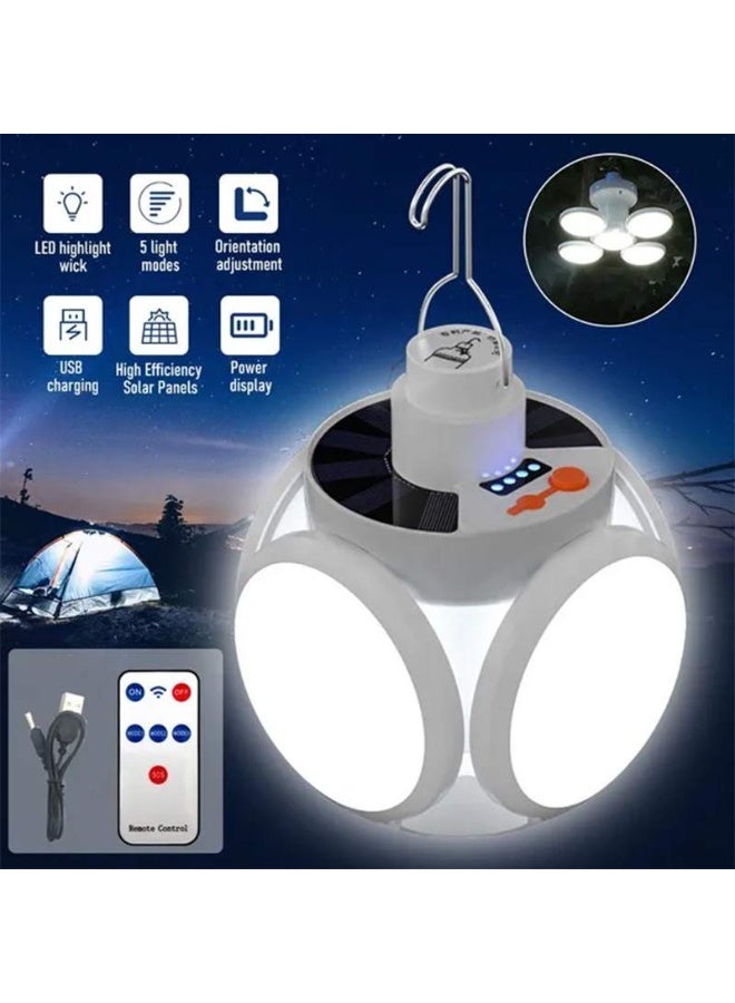 Portable USB Rechargeable LED Solar Football Lamp – Foldable Outdoor Hanging Lantern for Camping & Emergency Charging - Image 5