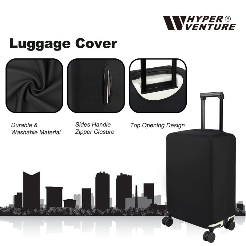 HYPER VENTURE Washable Luggage Cover - Fashion Suitcase Protector Fits 23-26 Inch Luggage (Black, M) - Image 2