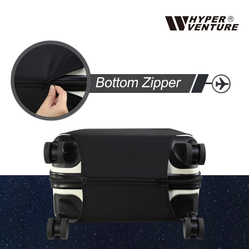 HYPER VENTURE Washable Luggage Cover - Fashion Suitcase Protector Fits 23-26 Inch Luggage (Black, M) - Image 3