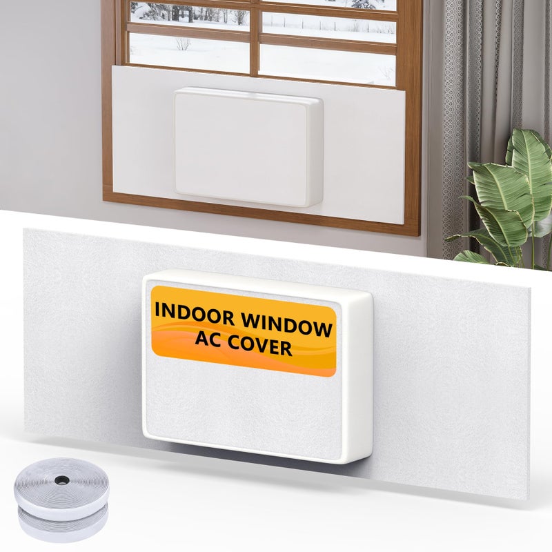 LBG Products Surround Sealing Window AC Cover Indoor Air Conditioner Cover for AC Unit Up to 165W x 12H Block Cold Draft and Seal All Gaps Around AC and Side Panels Windproof for Winter White - Image 2