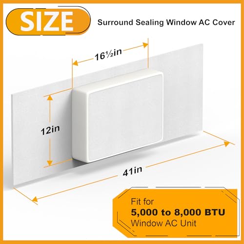 LBG Products Surround Sealing Window AC Cover Indoor Air Conditioner Cover for AC Unit Up to 165W x 12H Block Cold Draft and Seal All Gaps Around AC and Side Panels Windproof for Winter White - Image 3