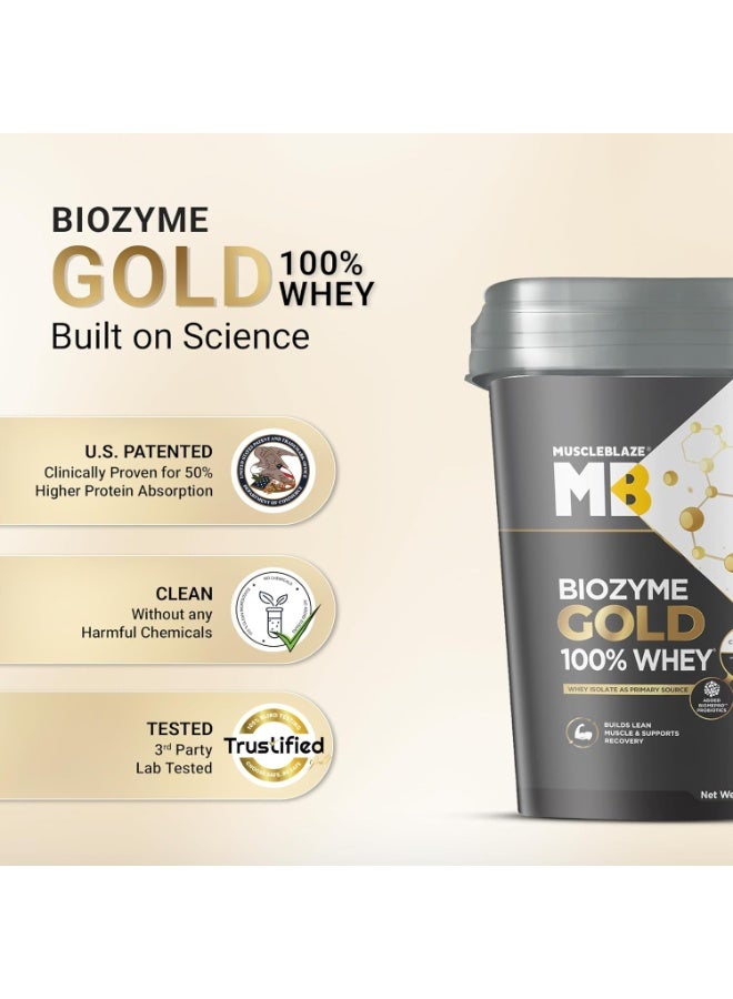 مسل بلايز مسحوق بروتين مصل اللبن MuscleBlaze Biozyme Gold (نقي بنسبة 100%)، بنكهة الشوكولاتة الغنية (4 كجم / 8.8 رطل) | 26 جم بروتين لكل مكيال | بروتين مصل اللبن المعزول (Whey Isolate) كمصدر أساسي للبروتين - Image 3