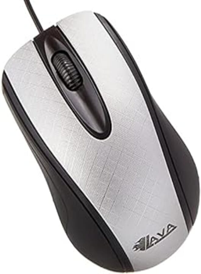Lava ST-7 Wired Optical Mouse - Silver and Black