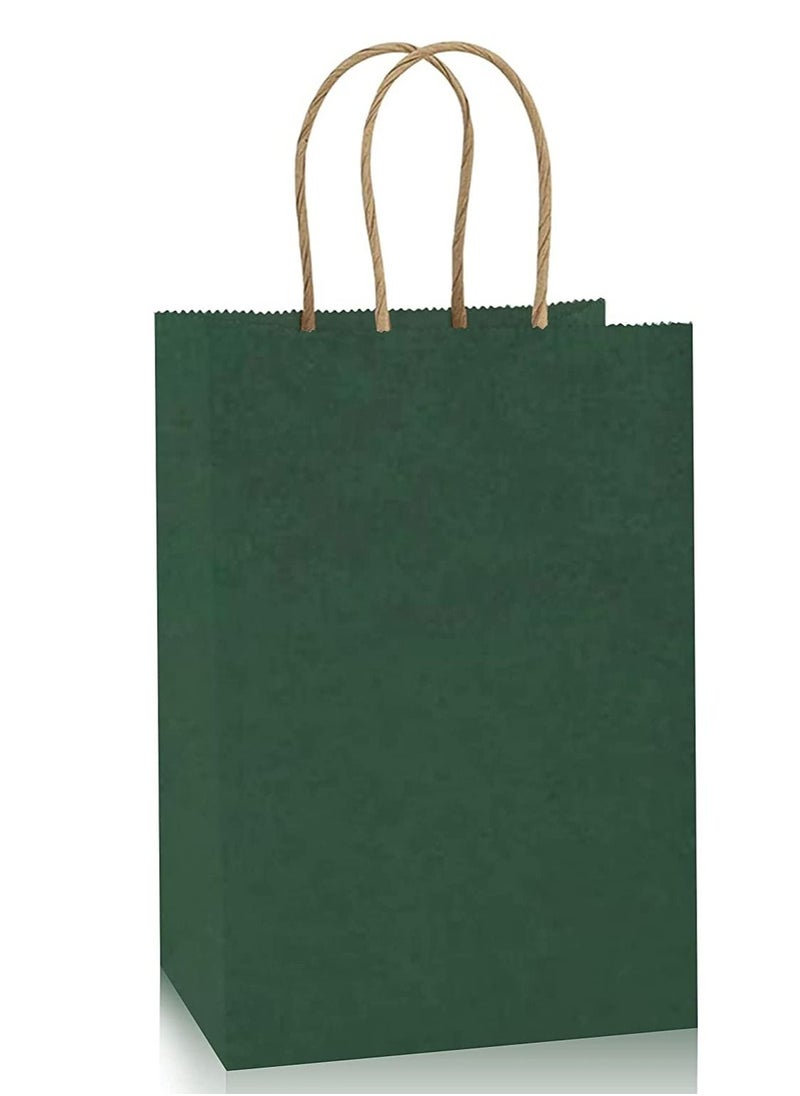 MARKQ [24 Bags] Kraft Paper bags with handles, 22 x 16 x 8 cm Dark Green Gift bags for Birthday Party Favors, Weddings, Restaurant takeouts, Christmas  - Image 1
