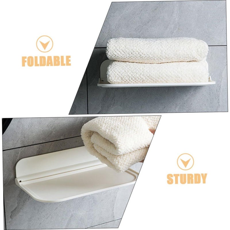 Alipis 1 Pack Foldable Wall Shelf For Bathroom Adhesive Mount Storage Rack For Soap And Towels White Small Space Organizer Compact Design Easy Clean Material - Image 5