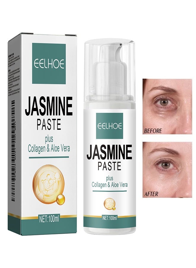 EELHOE Jasmine Paste, Lighten Dark Circles Eye Cream - Anti-aging eye cream that gently moisturizes and repairs fine lines around the eyes, tightens eye bags 100ml - Image 1