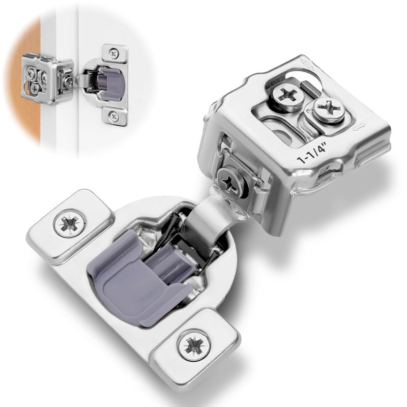 Decobasics 50 Pack Soft Close Cabinet Hinges 114 Overlay for Kitchen Cabinet Doors Slow SelfClosing Concealed Hidden Hinges for Face Frame Stainless Steel 3Way Adjustable Quiet Close Damper