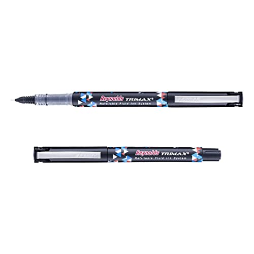 Reynolds TRIMAX BLACK - 5 COUNTI Lightweight Roller Pen With Comfortable Grip for Extra Smooth Writing I School and Office Stationery | 0.5mm Tip Size - Image 4