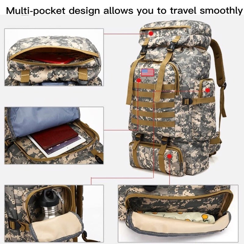 Waterproof Camping Hiking Backpack 70L 100L Molle Rucksack for Men Large Daypack For Travelling - Image 3