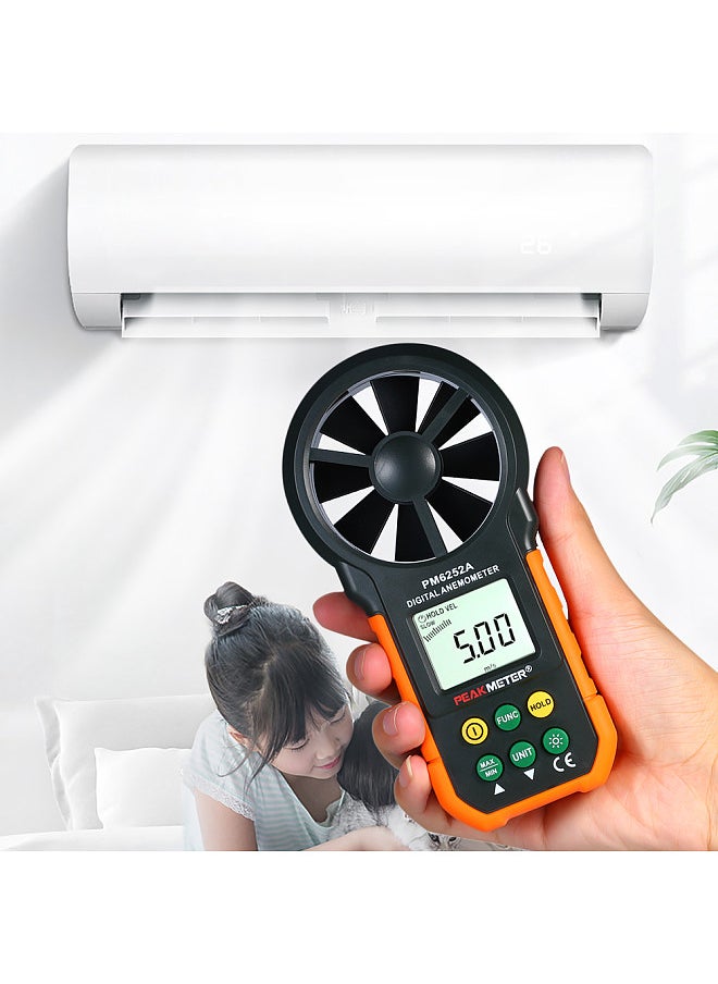 Handheld Anemometer Portable Wind Speed Meter CFM Meter Wind Gauges Air Flow Thermometer with LCD Backlight for Weather Data Collection Outdoors Sailing Surfing Fishing